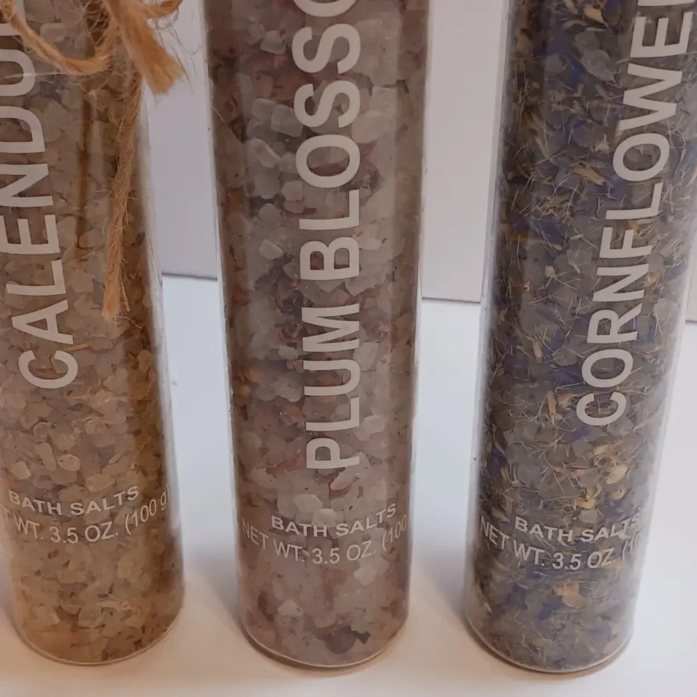 Lot of 3 Bath Salts - Calendula Cornflower Plum Blossom 3.5oz Each NEW